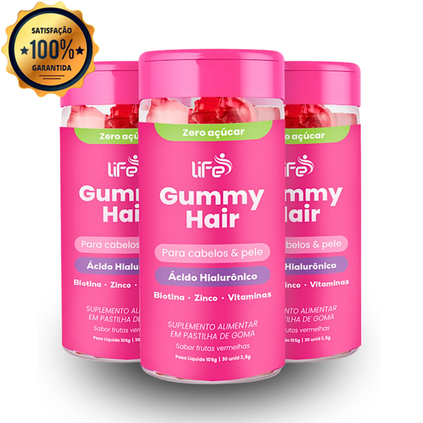 Kit 3 meses de tratamento Life Gummy Hair | Vitamina para cabelo, Pele e Unhas