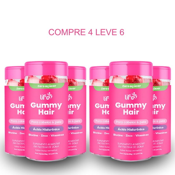Leve 6 Pague 4 | tratamento Life Gummy Hair | Vitamina para cabelo, pele e unhas