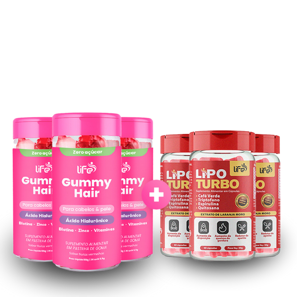 Kit Corpo e Cabelo dos Sonhos | 3 Lipo Turbo + 3 Life Gummy